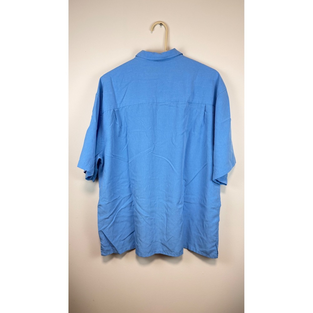 RARE* VTG Bamboo Cay Blue Button-Up Shirt Tropical L Hidden Embroidered Pocket - Picture 8 of 11